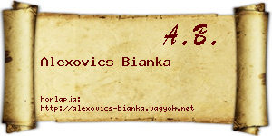 Alexovics Bianka névjegykártya